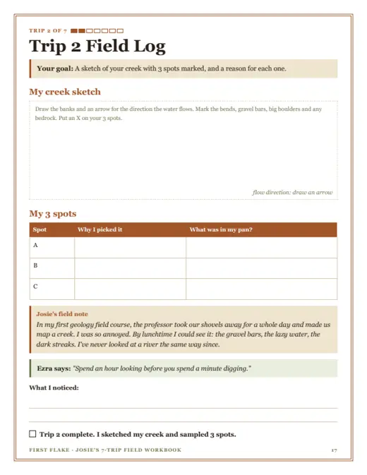 Trip 2 field log page
